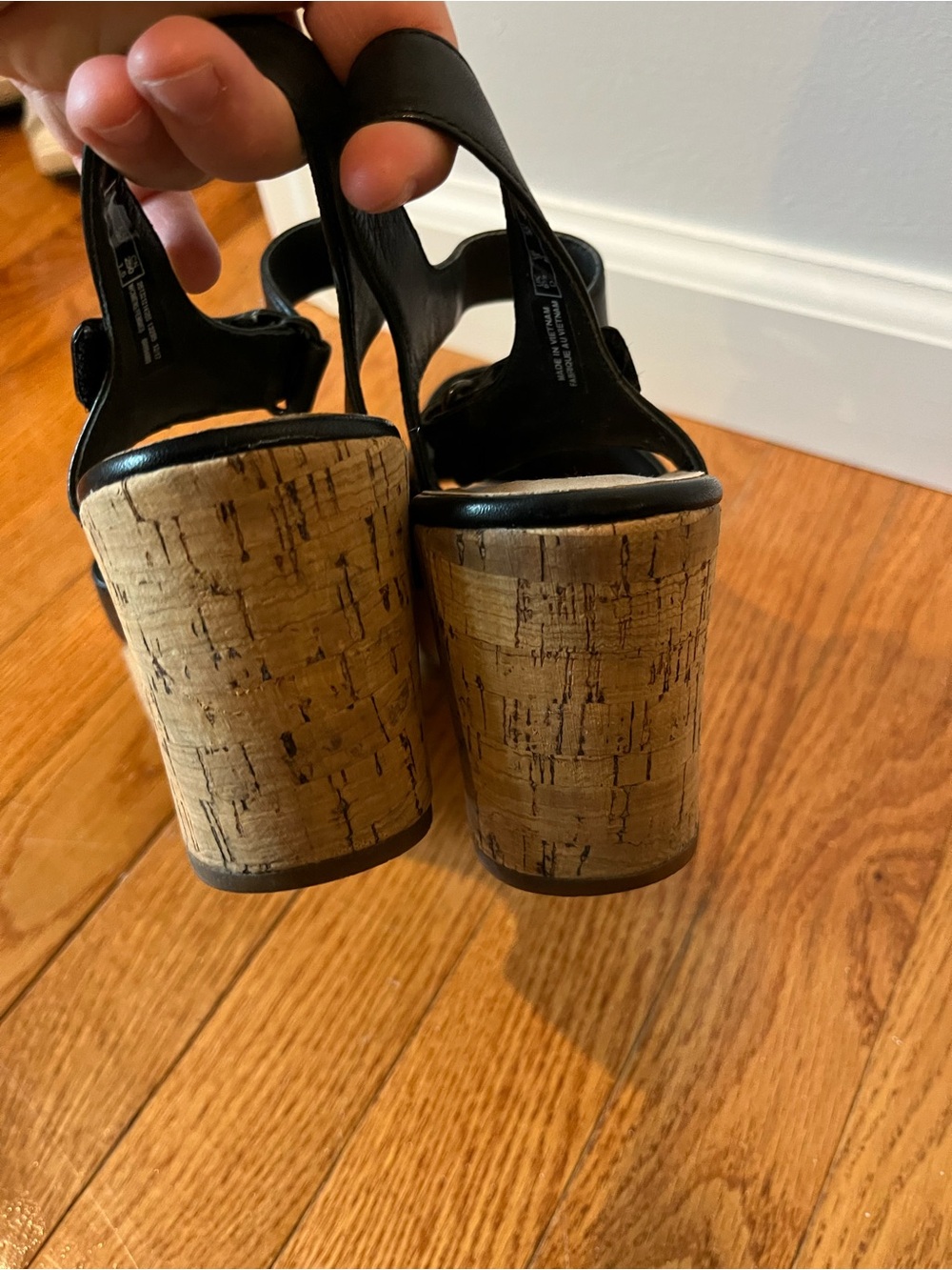 Clarks "Maritsa Nila" Perforated Leather Cork Wedge Sandals - Picture 7 of 11